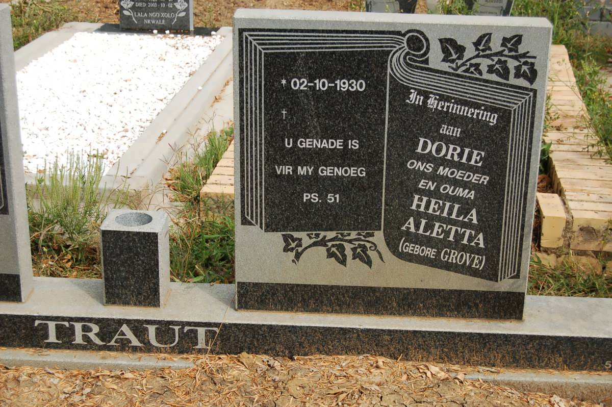 TRAUT Hendrik Oost De Waal 1925-2001 &amp; Heila Aletta GROVE 1930-