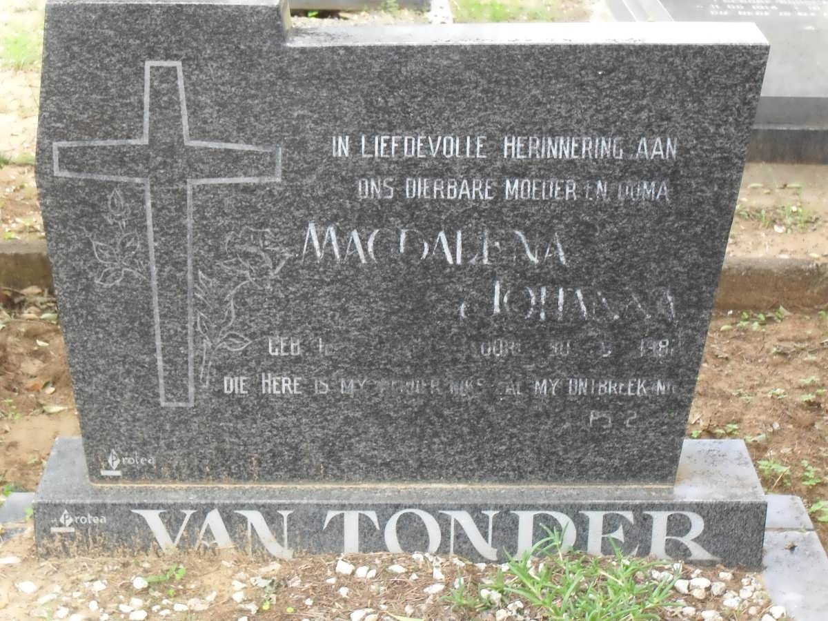 TONDER Magdalena Johanna, van