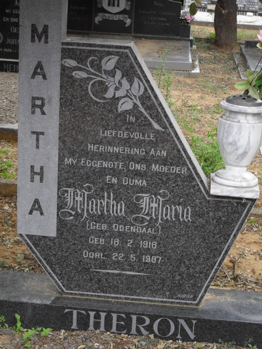 THERON Martha Maria nee ODENDAAL 1918-1987