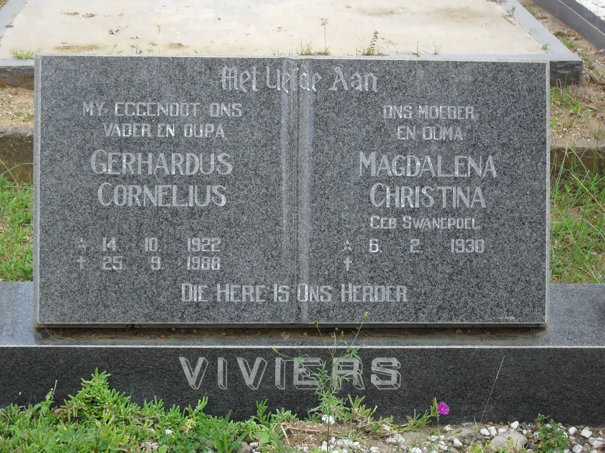 VIVIERS Gerhardus Cornelius 1922-1988 &amp; Magdalena Christina SWANEPOEL 1930-