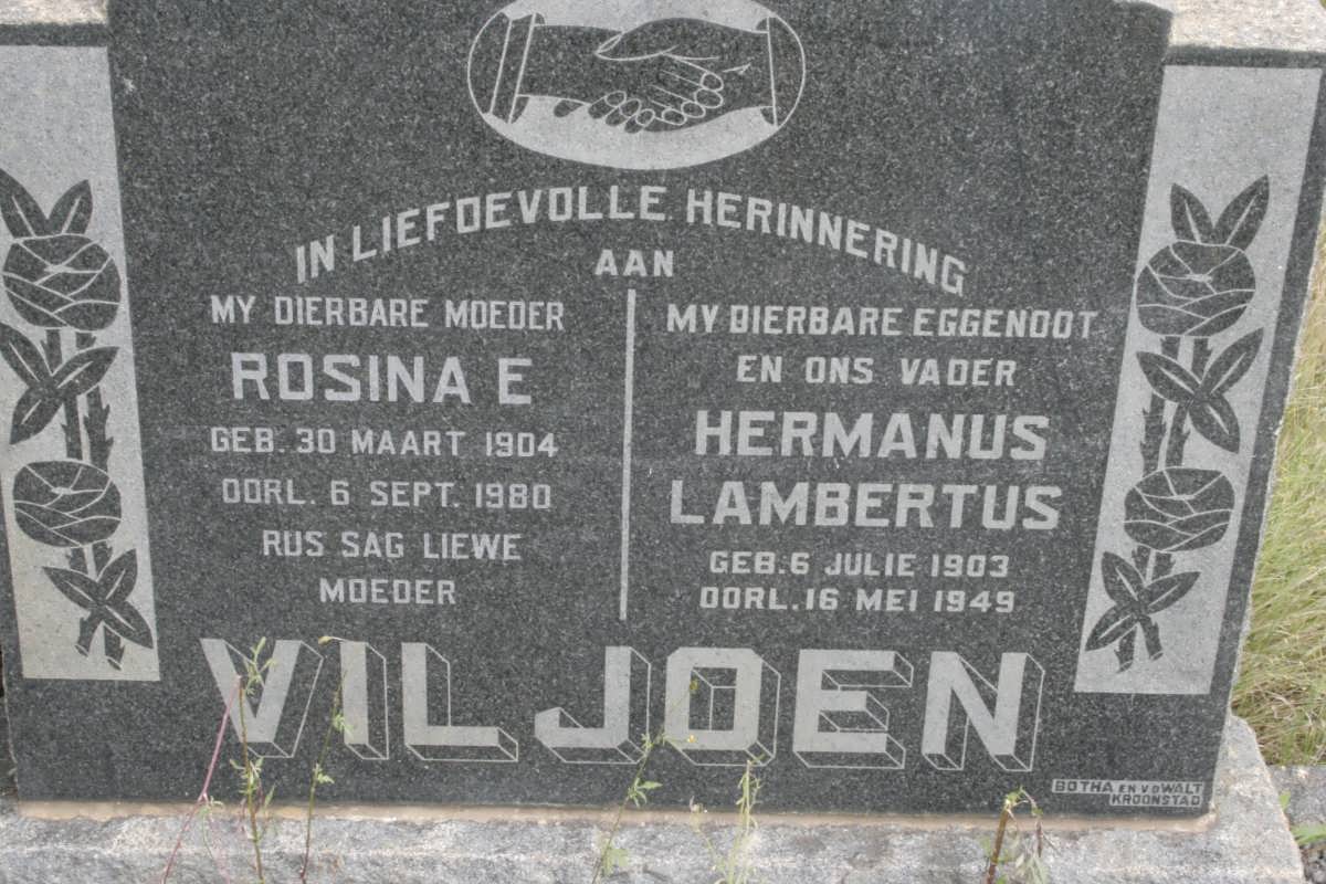 VILJOEN Hermanus Lambertus 1903-1949 &amp; Rosina E. 1904-1980