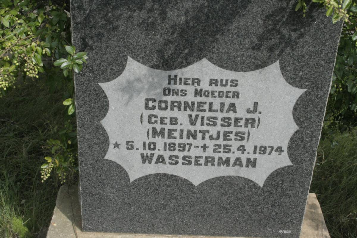 WASSERMAN Cornelia J. voorheen MEINTJES nee VISSER 1897-1974