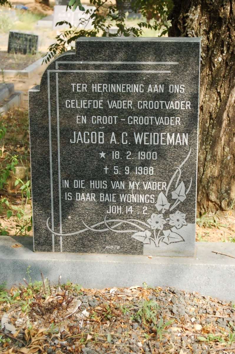 WEIDEMAN Jacob A.C. 1900-1988