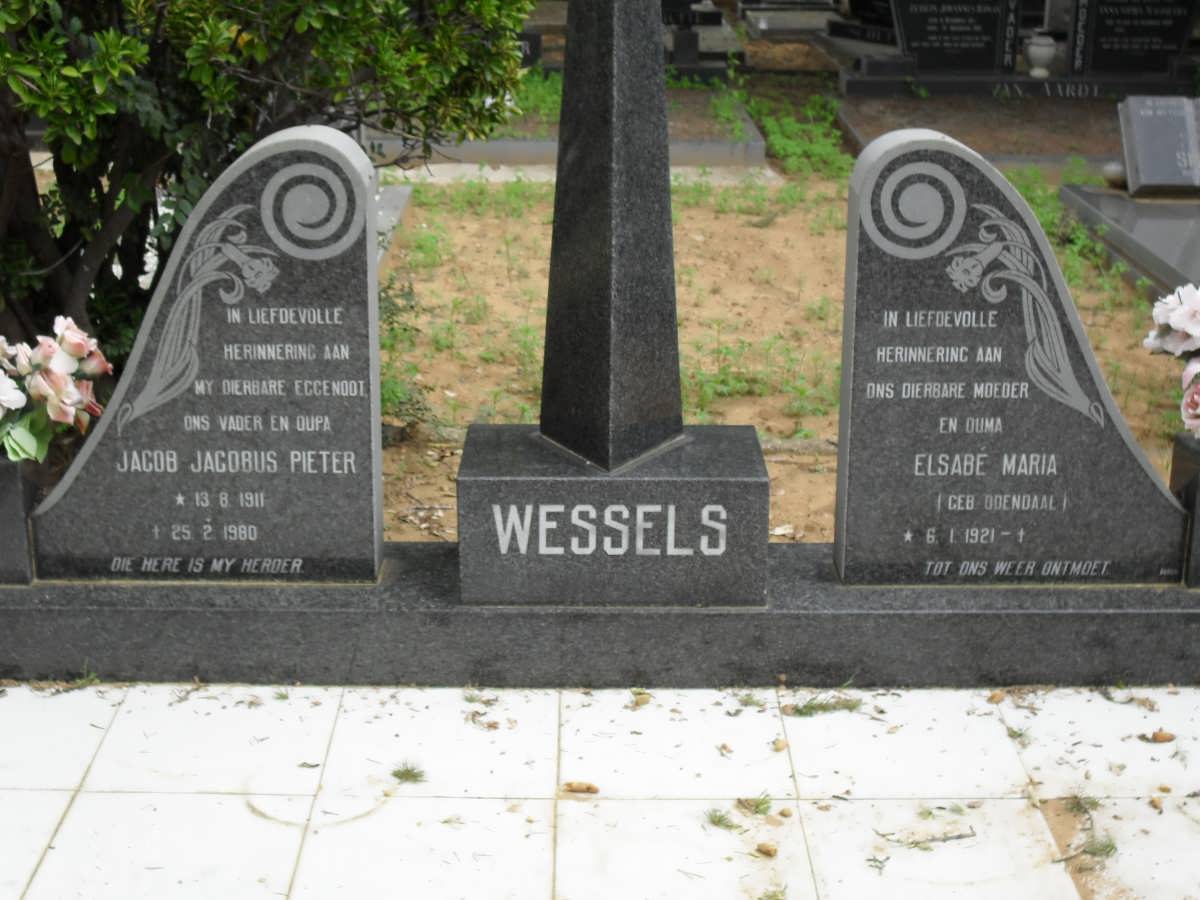 WESSELS Jacob Jacobus Pieter 1911-1980 &amp; Elsabe Maria ODENDAAL 1921-