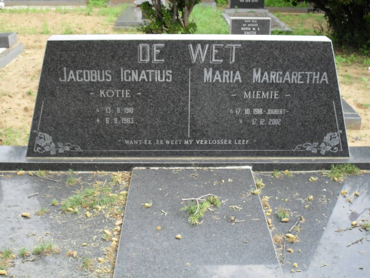 WET Jacobus Ignatius 1910-1983 &amp; Maria Margaretha JOUBERT 1918-2002