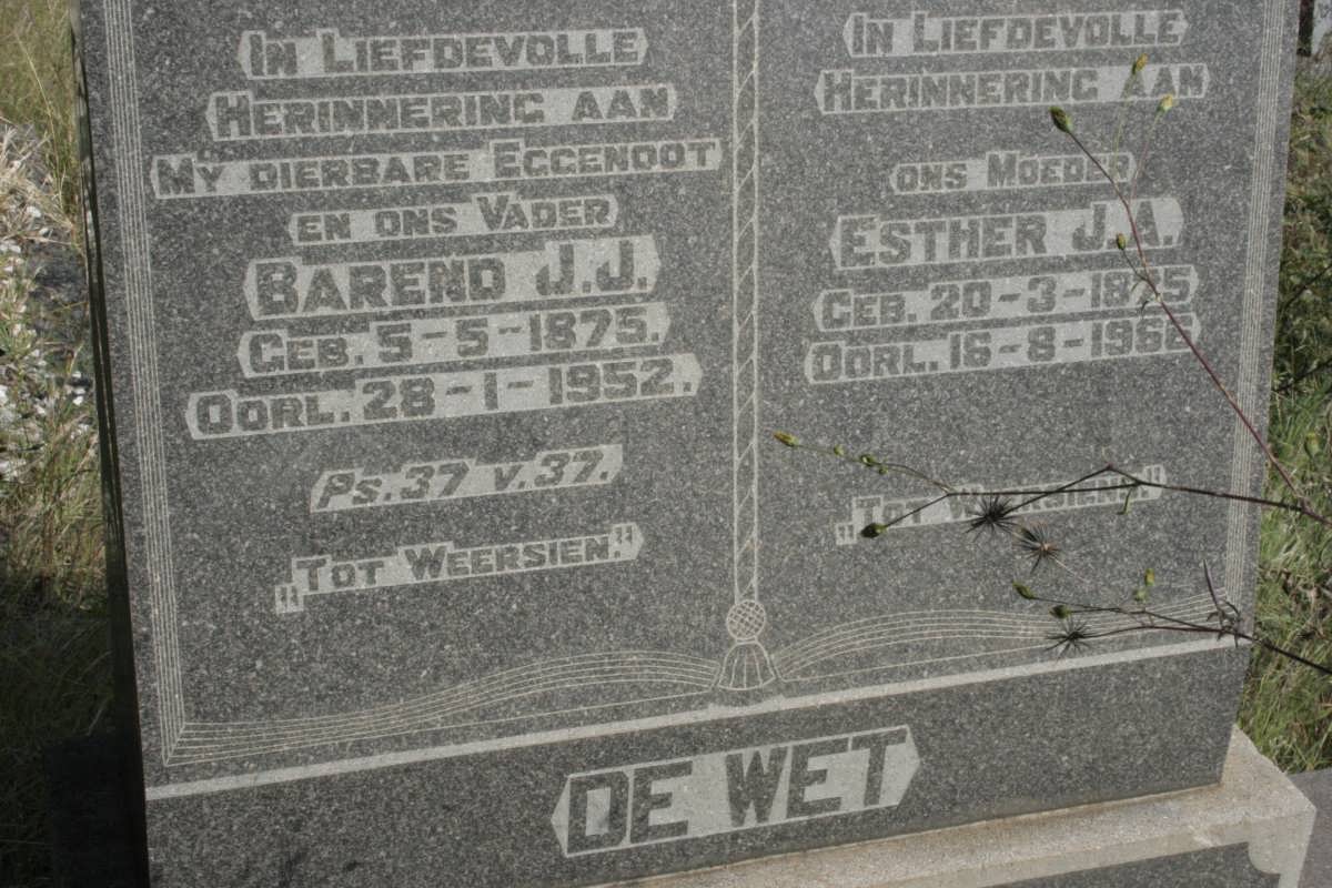 WET Barend J.J., de 1875-1952 &amp; Esther J.A. 1875-1966