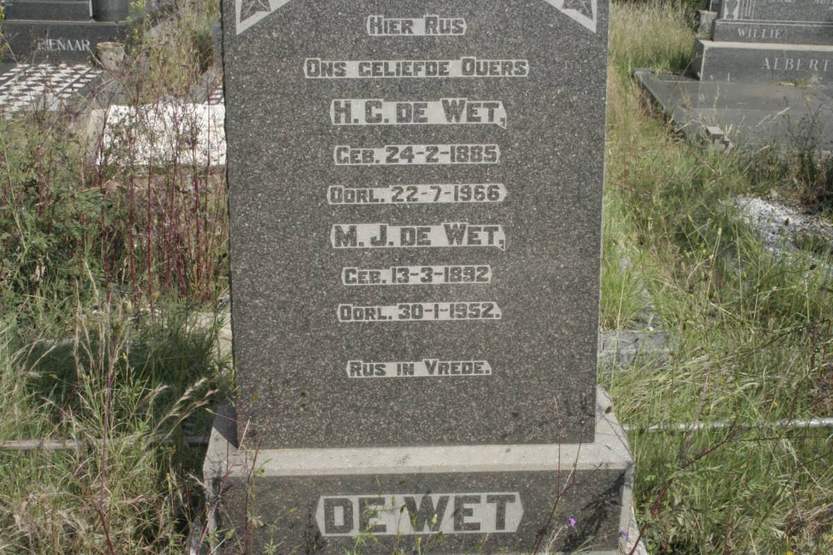 WET H.C., de 1885-1966 &amp; M.J. 1892-1952 