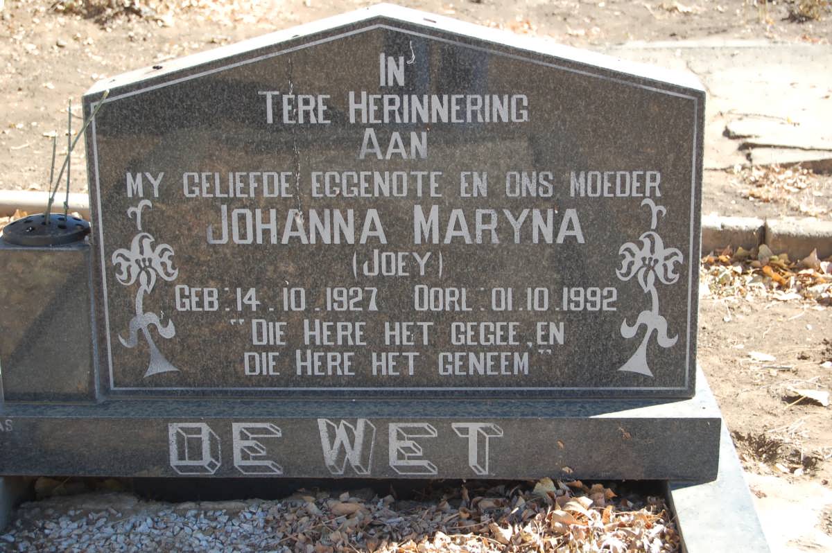 WET Johanna Maryna, de 1927-1992