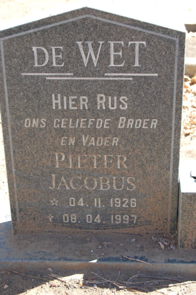 WET Pieter Jacobus, de 1926-1997