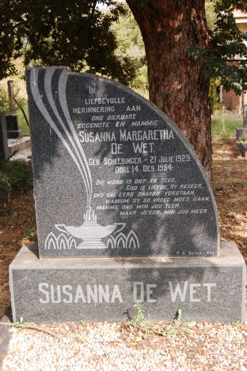 WET Susanna Margaretha, de nee SCHLESINGER 1929-1954