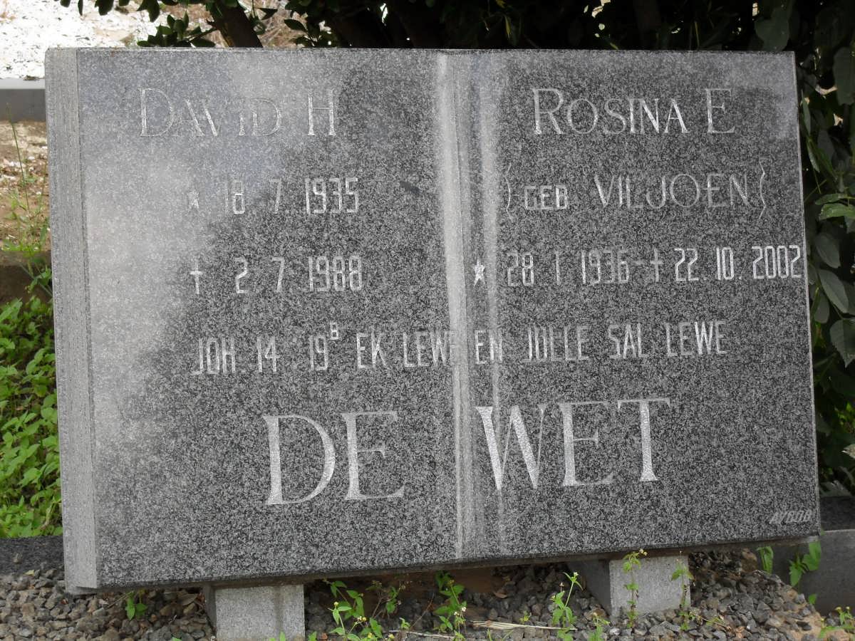 WET Dawid H., de 1935-1988 Rosina E. VILJOEN 1936-2002