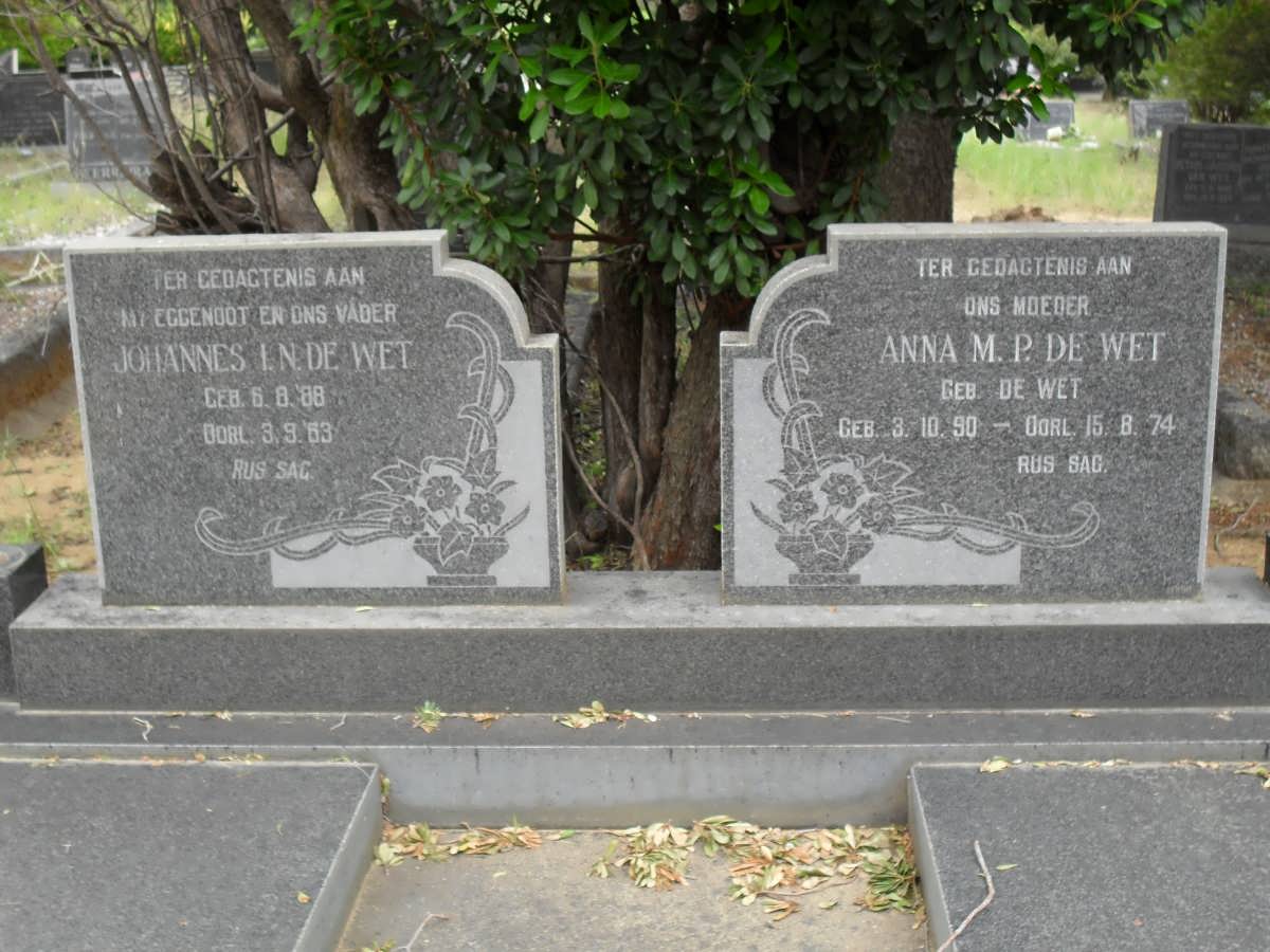 WET Johannes I.N., de 1888-1963 &amp; Anna M.P. DE WET 1890-1974