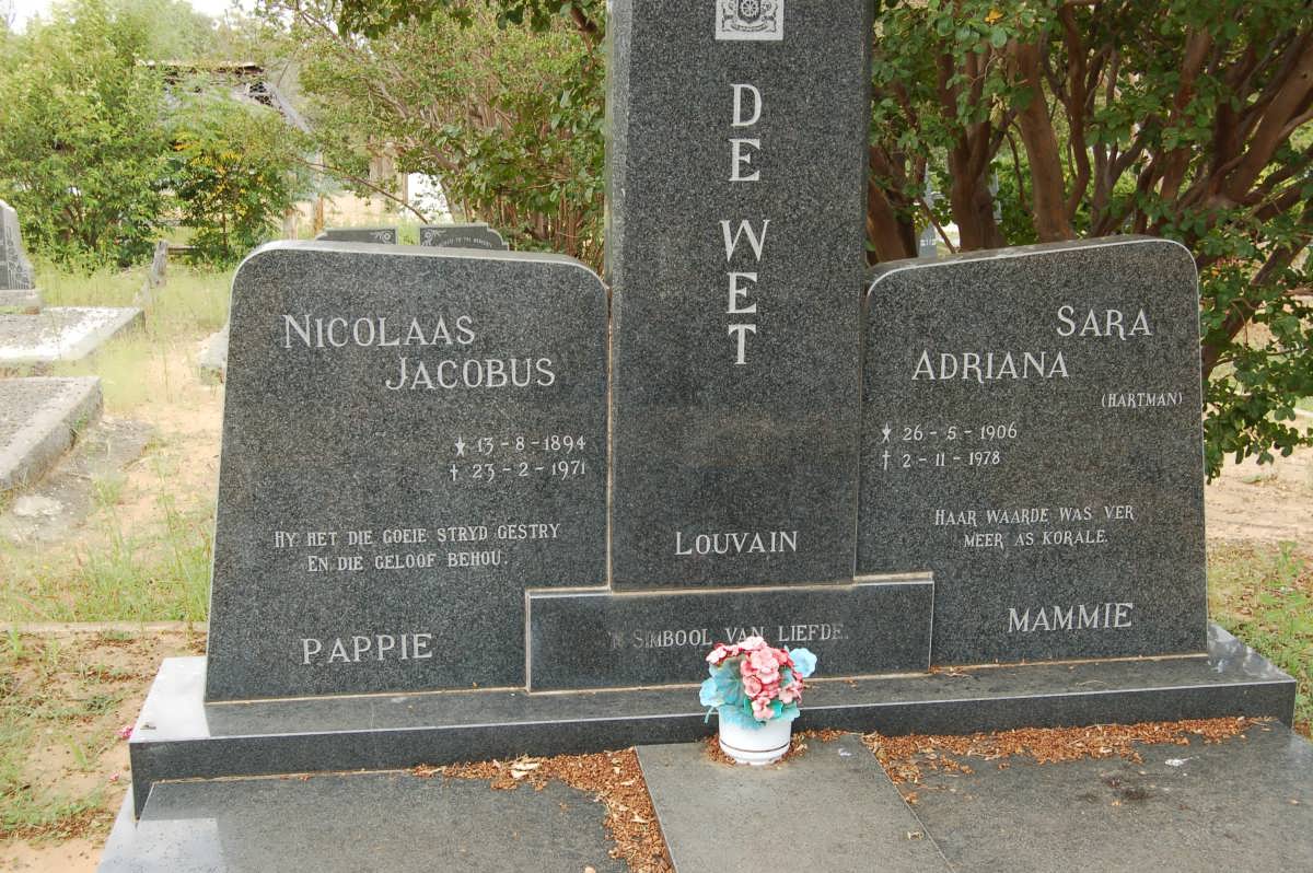 WET Nicolaas Jacobus, de 1894-1971 &amp; Sara Adriana BARTMAN 1906-1978