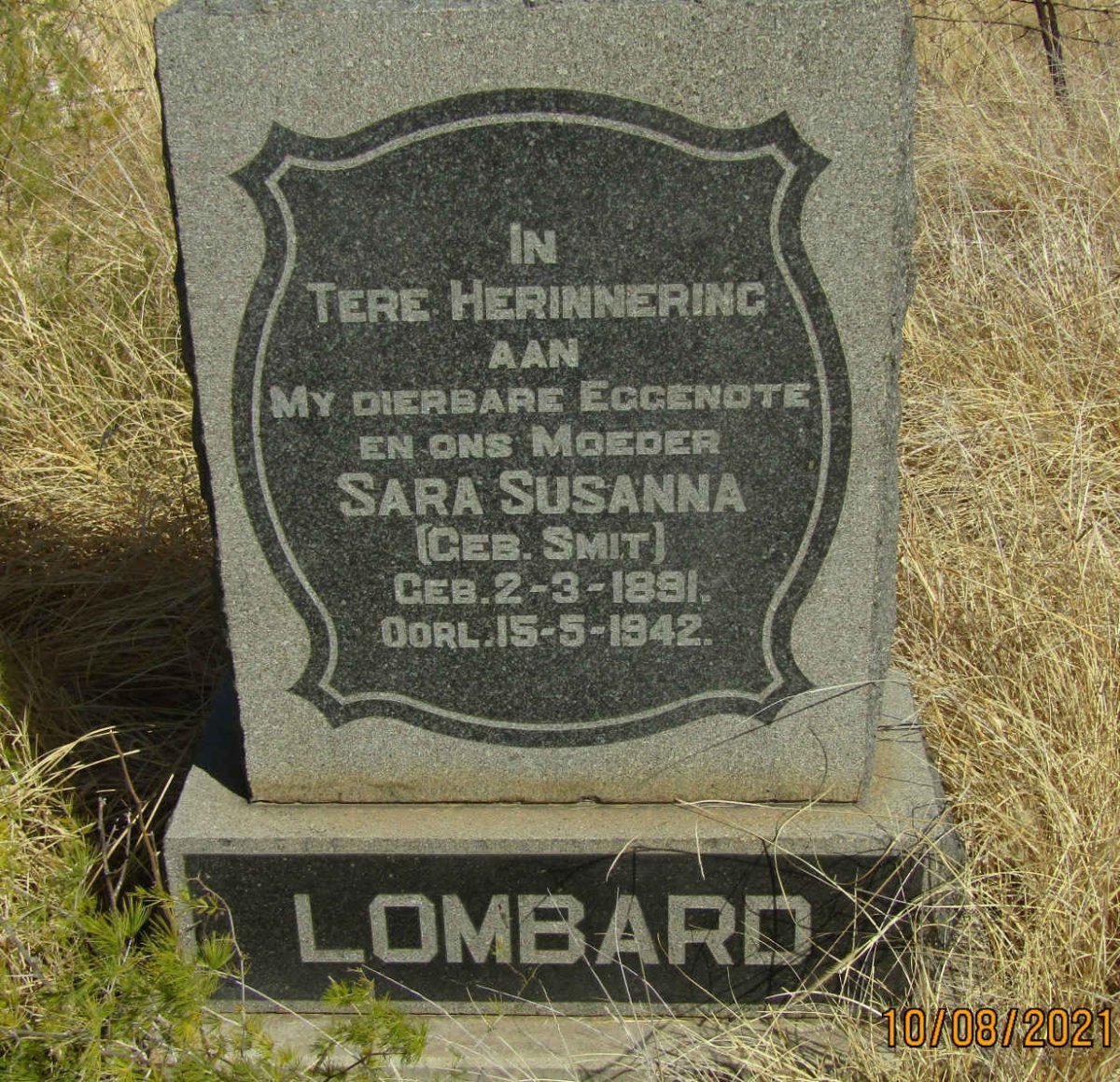 LOMBARD Sara Susanna nee SMIT 1891-1942