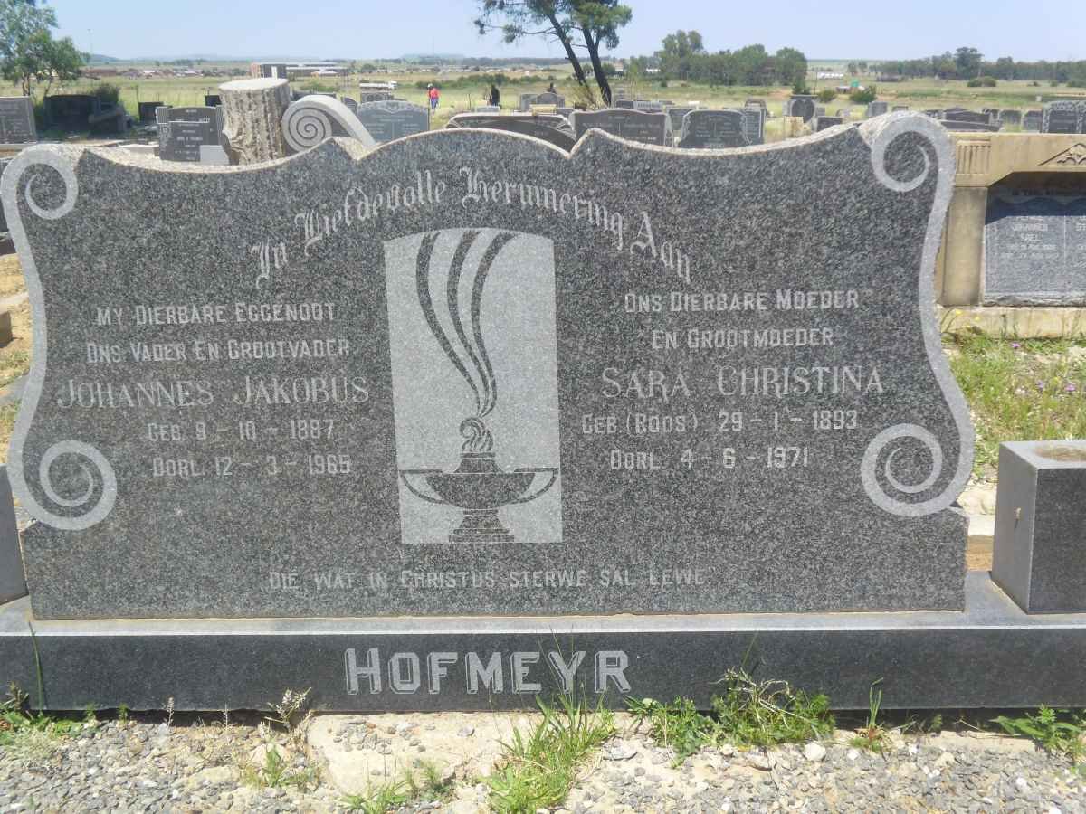 HOFMEYR Johannes Jakobus 1887-1965 &amp; Sara Christina ROOS 1893-1971