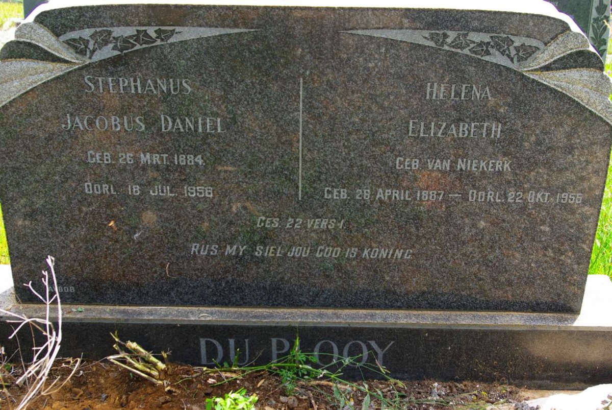 PLOOY Stephanus Jacobus Daniel, du 1884-1958 &amp; Helena Elizabeth VAN NIEKERK 1887-1955