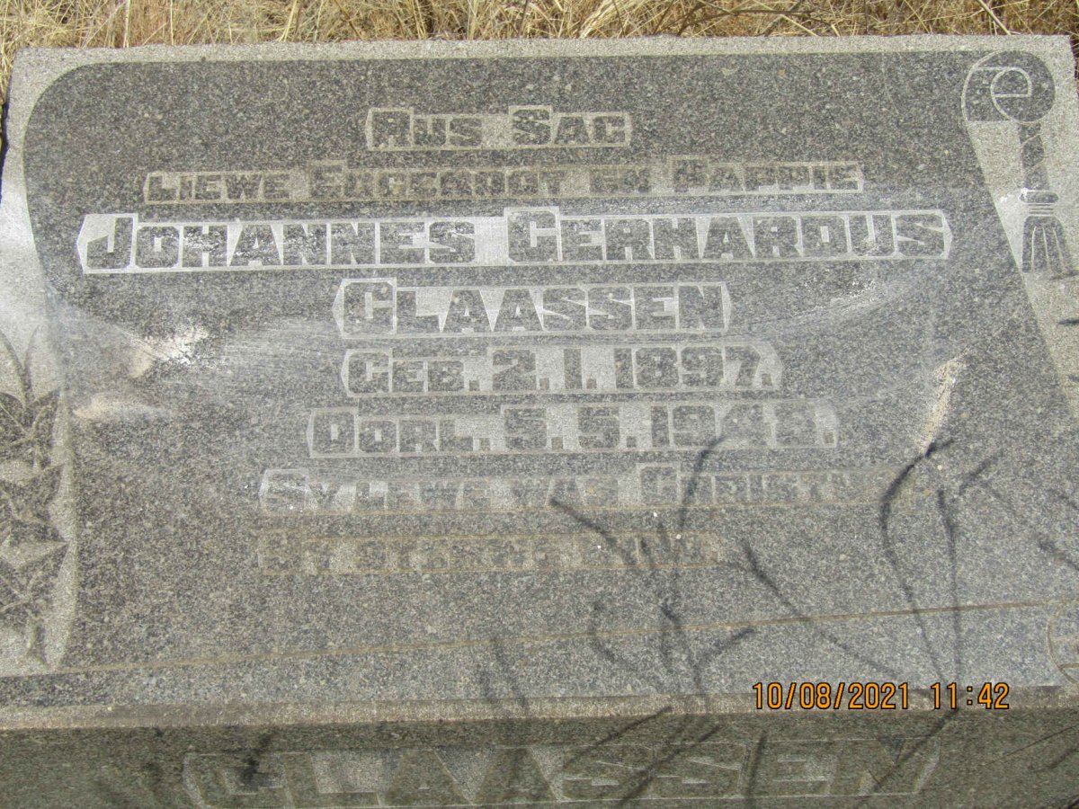 CLAASSEN Johannes Gerhardus 1897-1948
