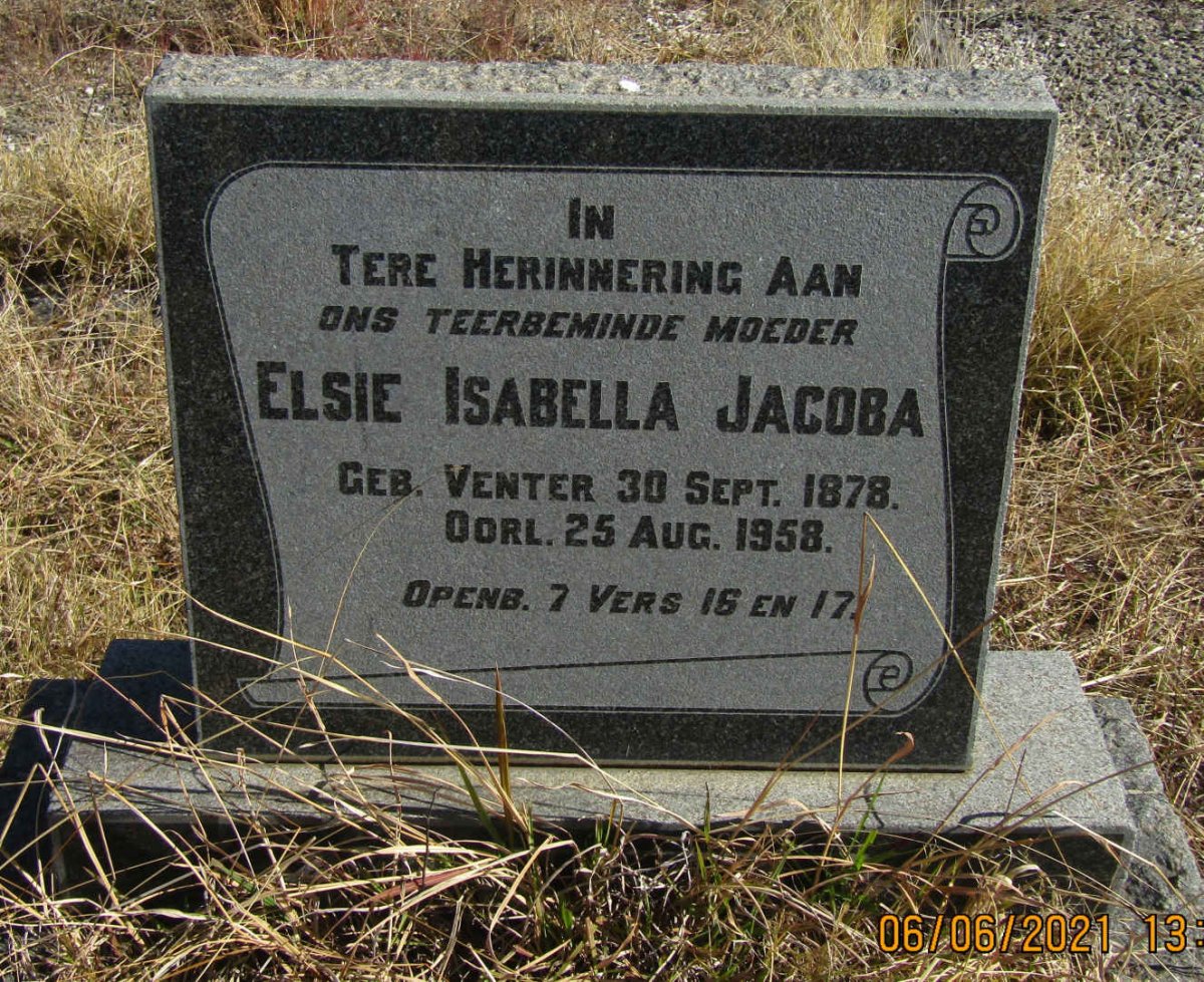 VENTER Elsie Isabella Jacoba nee VENTER 1878-1958
