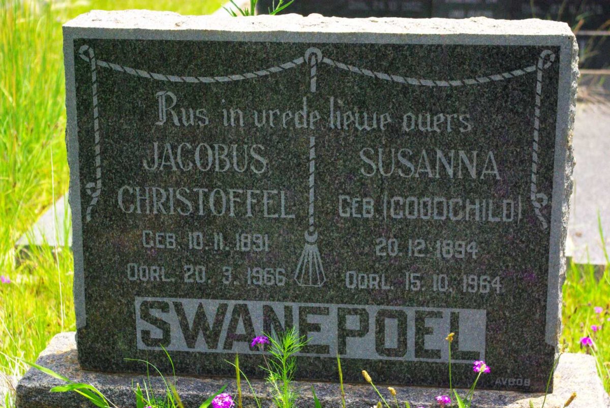 SWANEPOEL Jacobus Christoffel 1891-1966 &amp; Susanna GOODCHILD 1894-1964