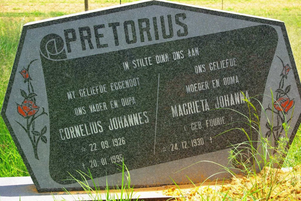 PRETORIUS Cornelius Johannes 1926-1995 &amp; Magrieta Johanna FOURIE 1930-