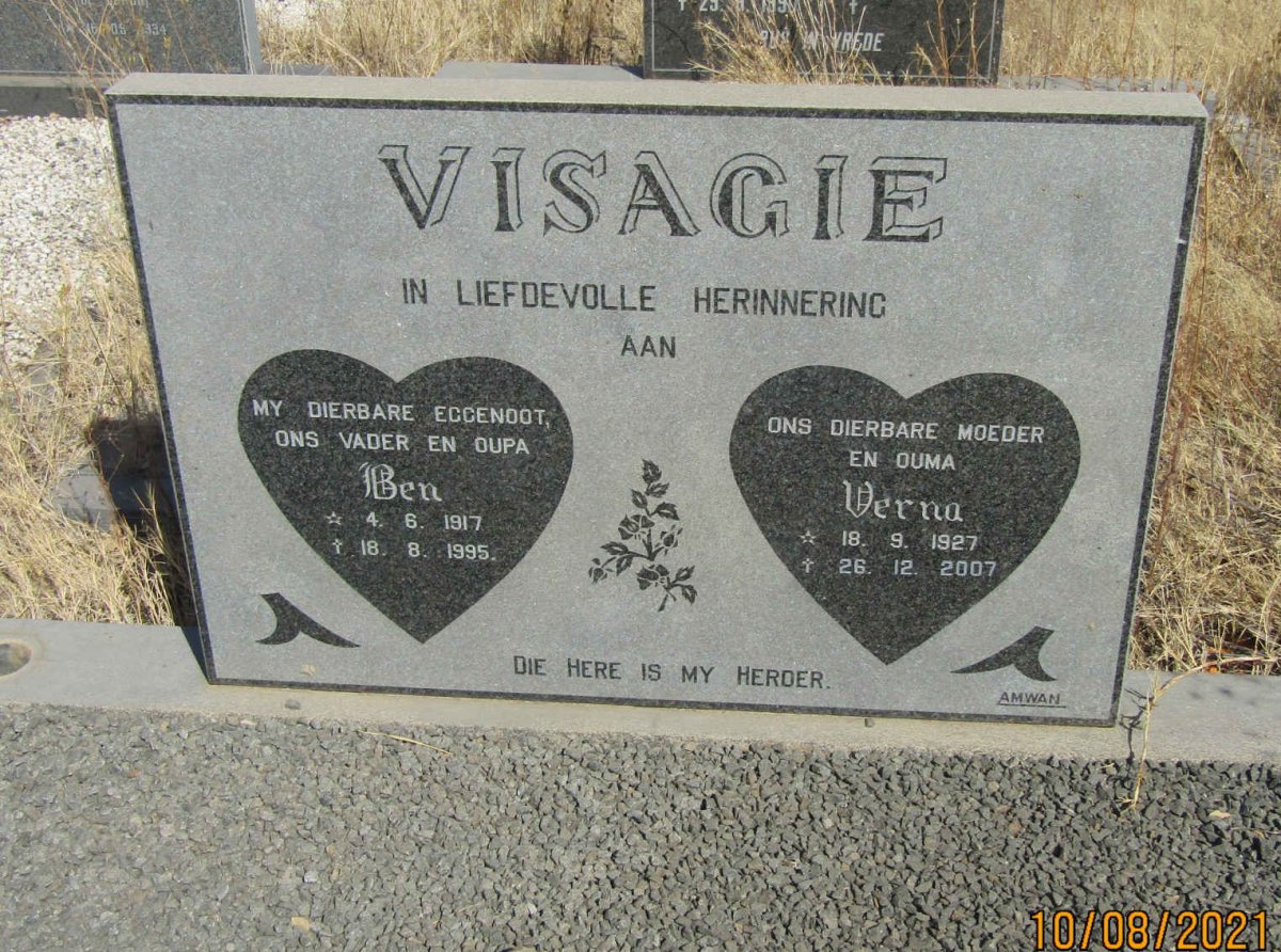 VISAGIE Ben 1917-1995 &amp; Verna 1927-2007