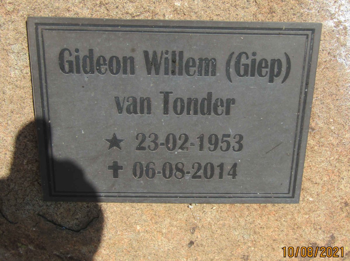 TONDER Gideon Willem, van 1953-2014