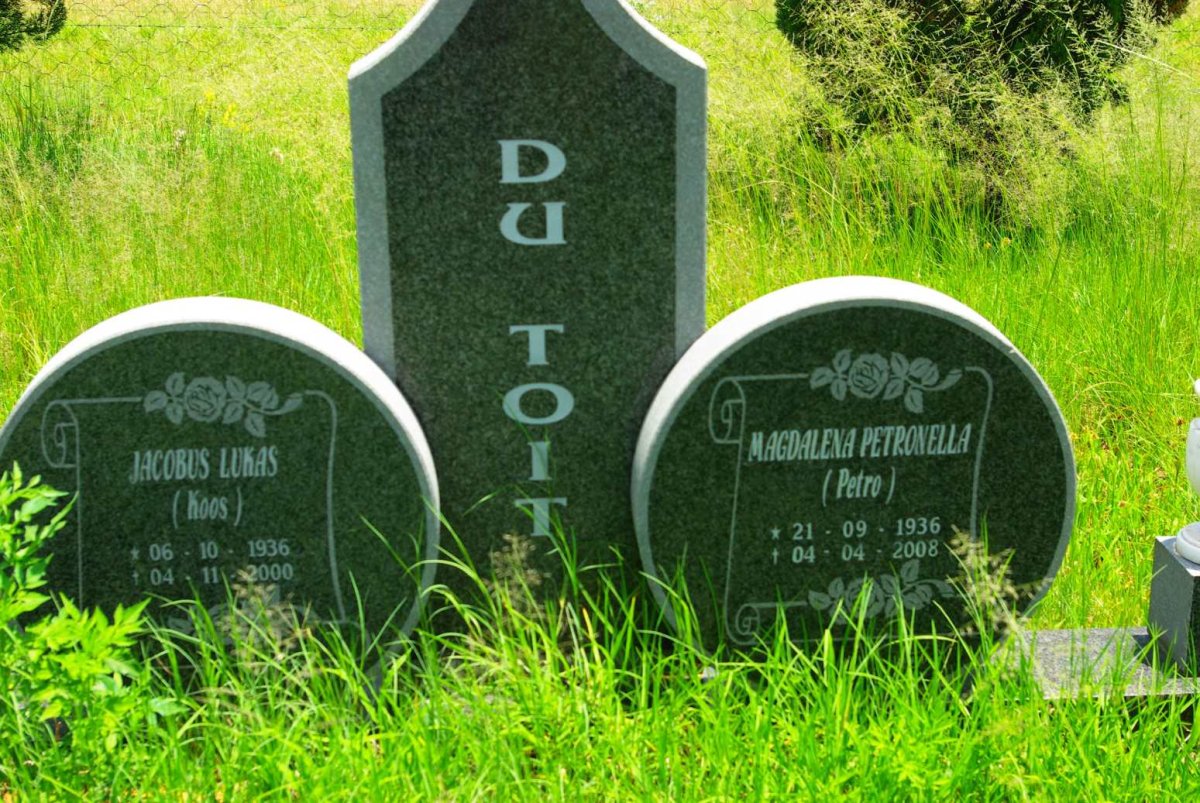 TOIT Jacobus Lukas, du 1936-2000 &amp; Magdalena Petronella 1936-2008