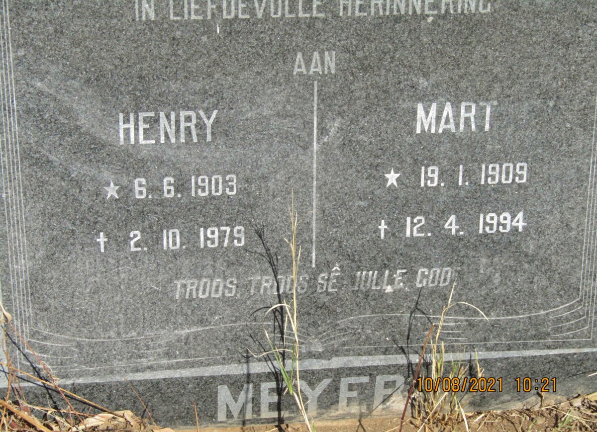 MEYER Henry 1903-1979 &amp; Mart 1909-1994