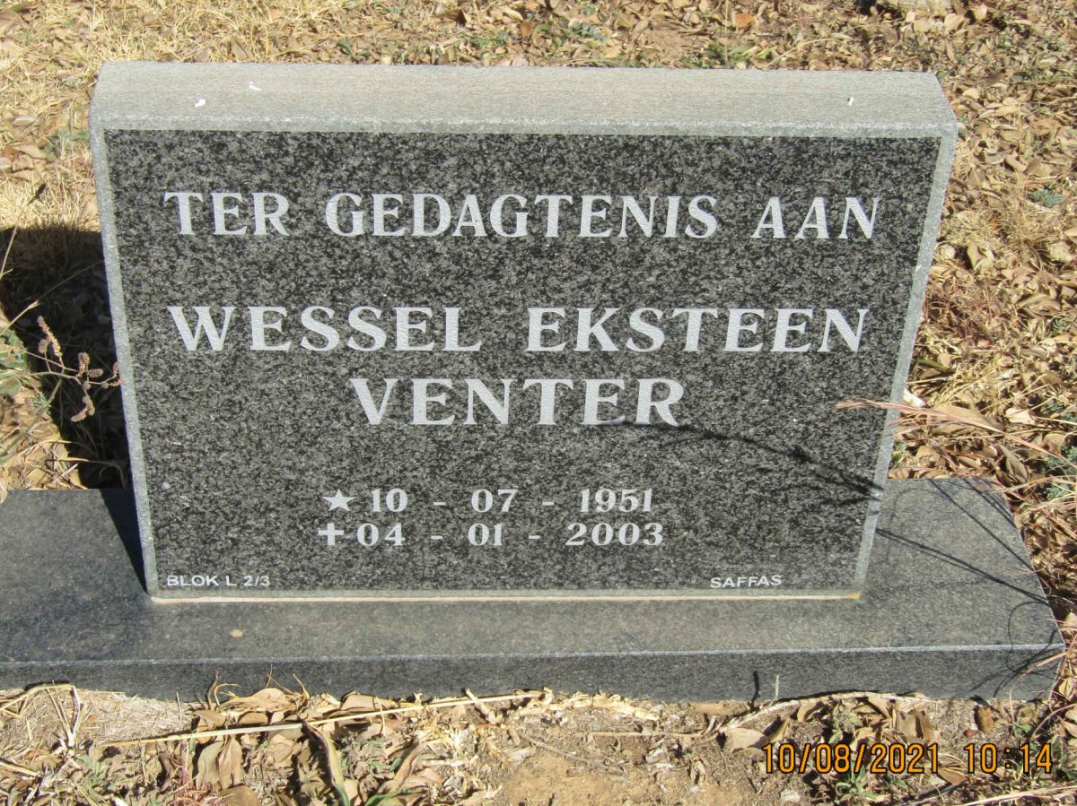 VENTER Wessel Eksteen 1951-2003