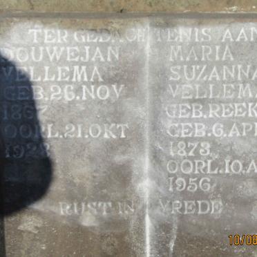 VELLEMA Douwejan 1867-1928 &amp; Maria Suzanna  REEKERS 1873-1956
