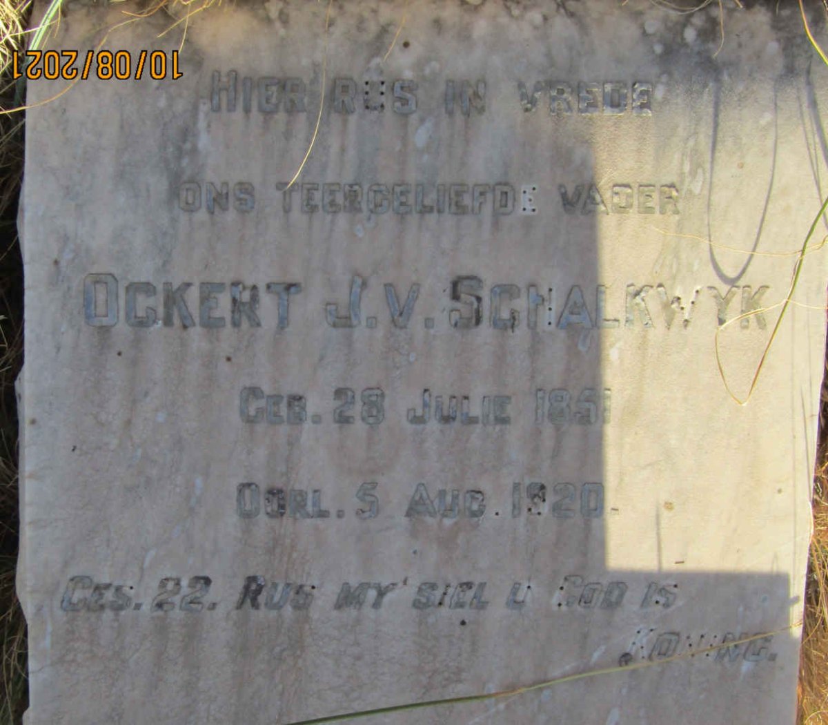 SCHALKWYK Ockert J., van 1851-1920