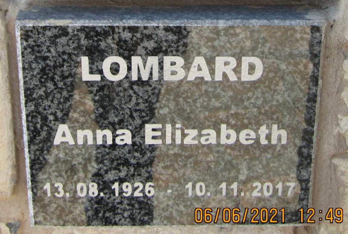 LOMBARD Anna Elizabeth 1926-2017
