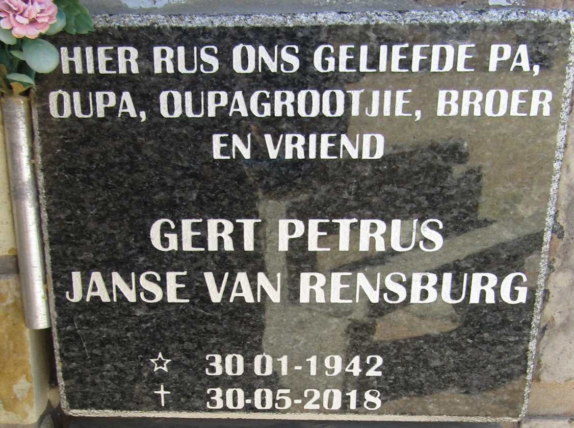 RENSBURG Gert Petrus, Janse van 1942-2018