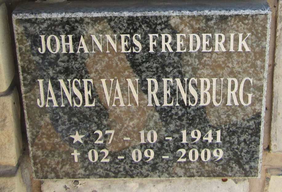 RENSBURG Johannes Frederik, Janse van 1941-2009