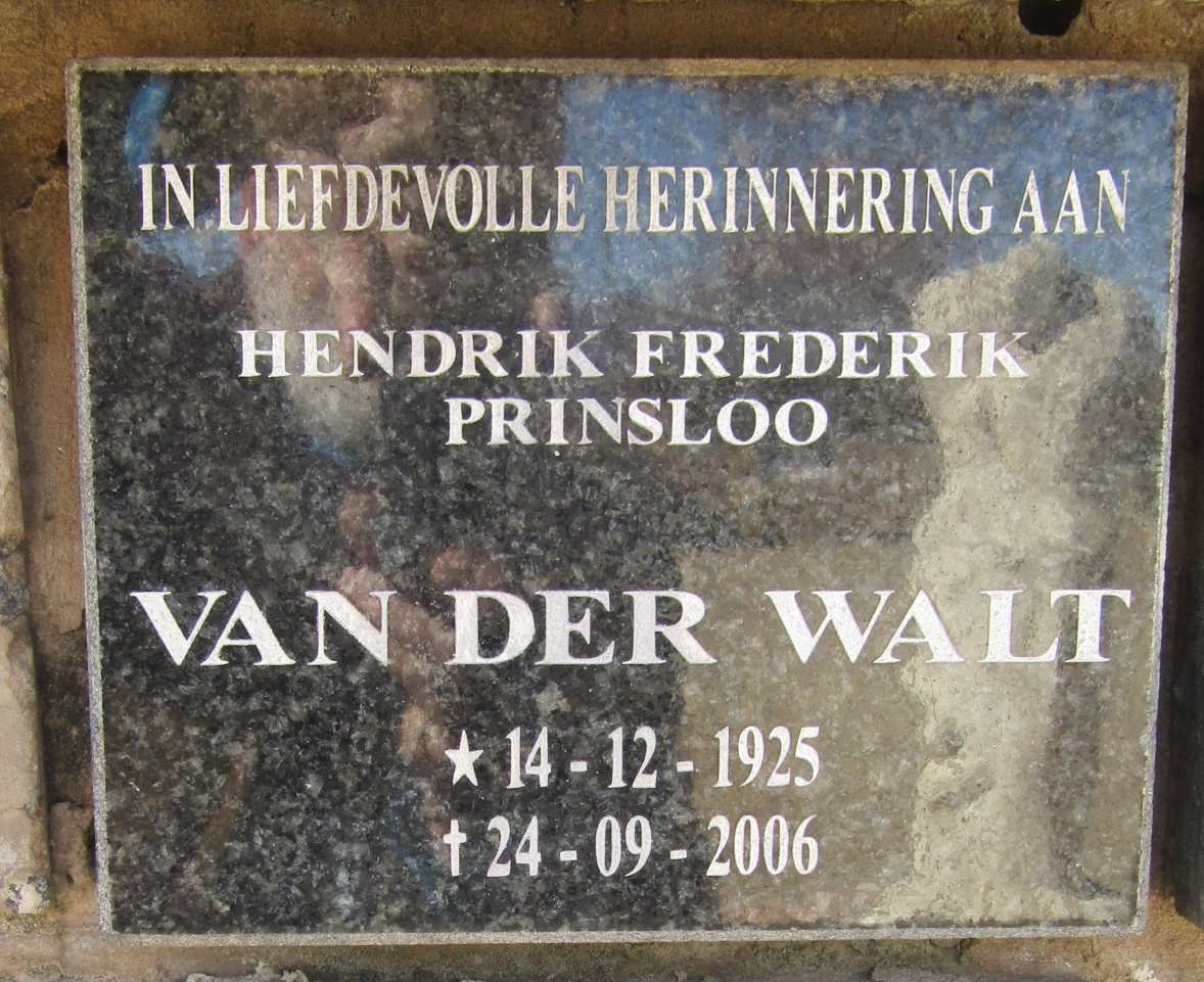 WALT Hendrik Frederik Prinsloo, van der 1925-2006