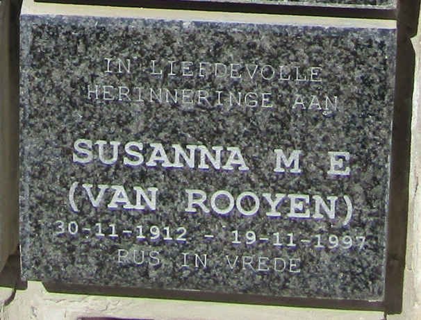 ROOYEN Susanna M.E., van 1912-1997