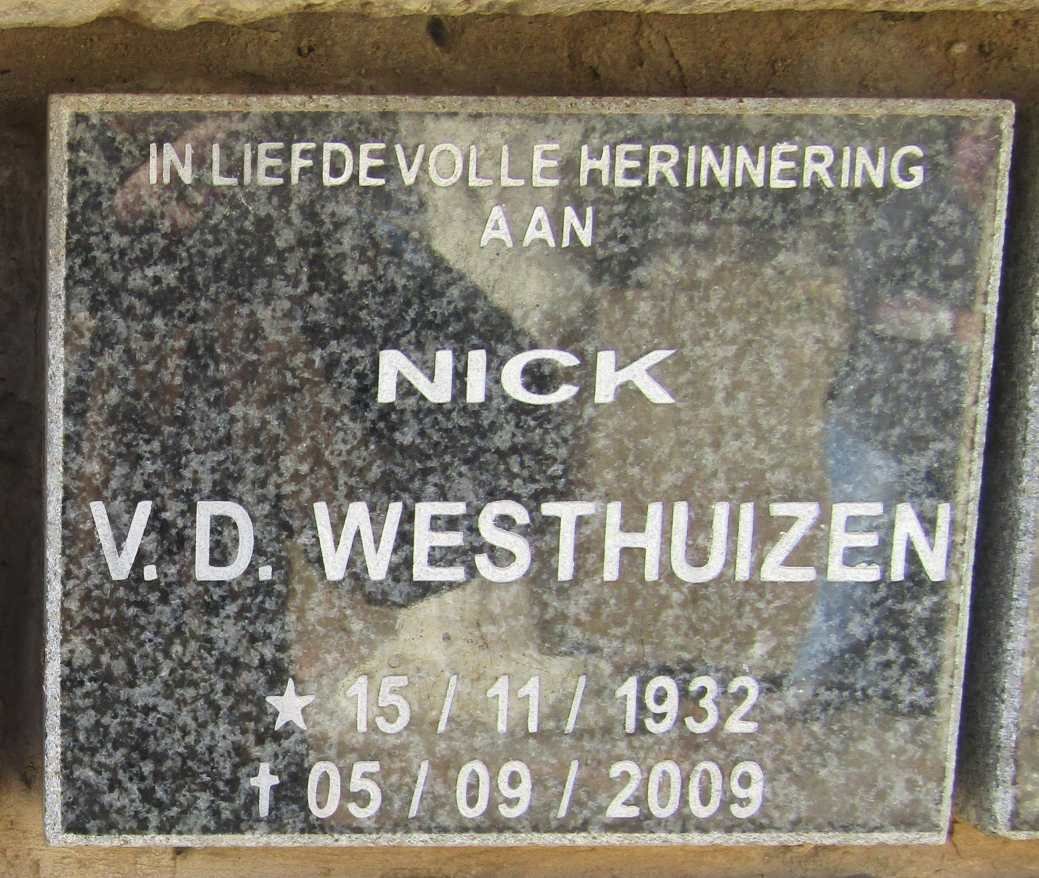 WESTHUIZEN Nick, v.d. 1932-2009