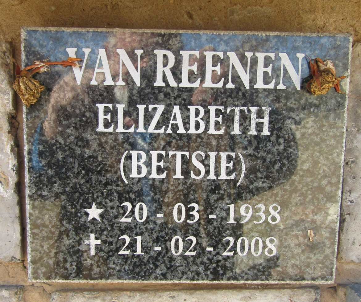 REENEN Elizabeth, van 1938-2008