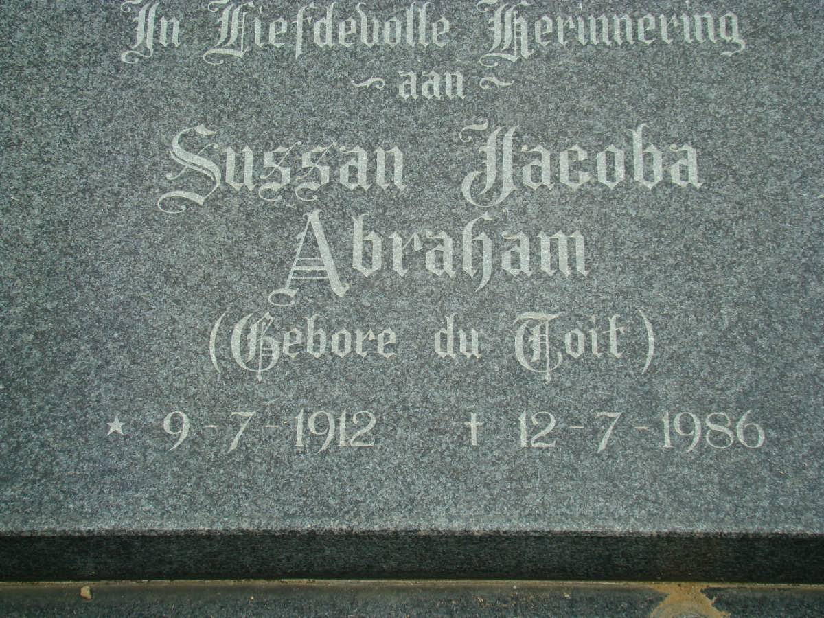 ABRAHAM Sussan Jacoba nee DU TOIT 1912-1986