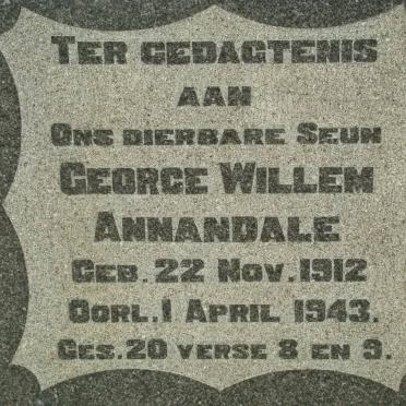 ANNANDALE George Willem 1912-1943