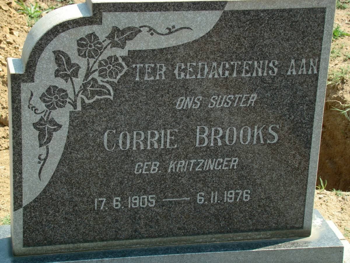 BROOKS Corrie nee KRITZINGER 1905-1976