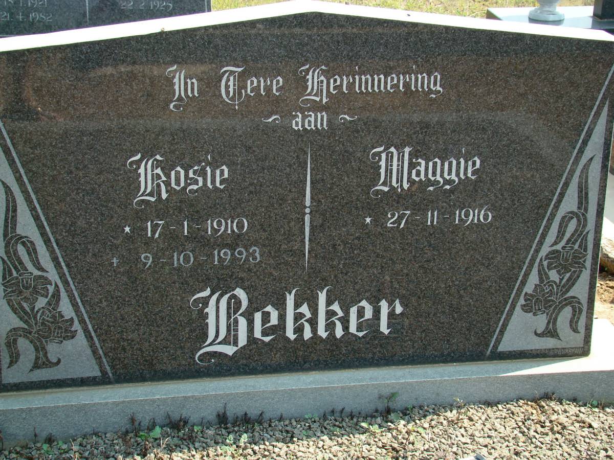 BEKKER Kosie 1910-1993 &amp; Maggie 1916-