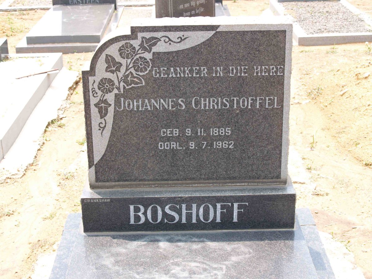 BOSHOFF Johannes Christoffel 1885-1962
