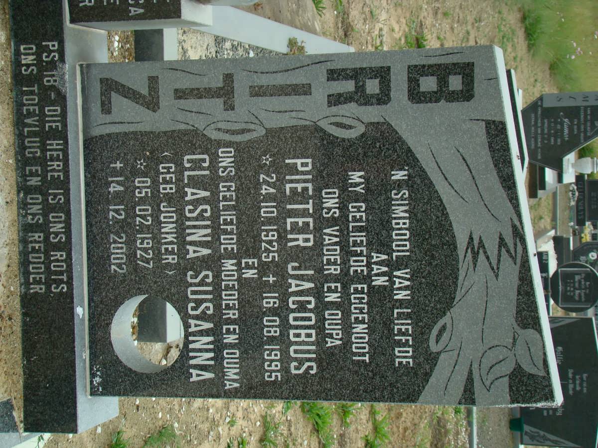 BRITZ Pieter Jacobus 1925-1995 &amp; Clasina Susanna JONKER 1927-2002