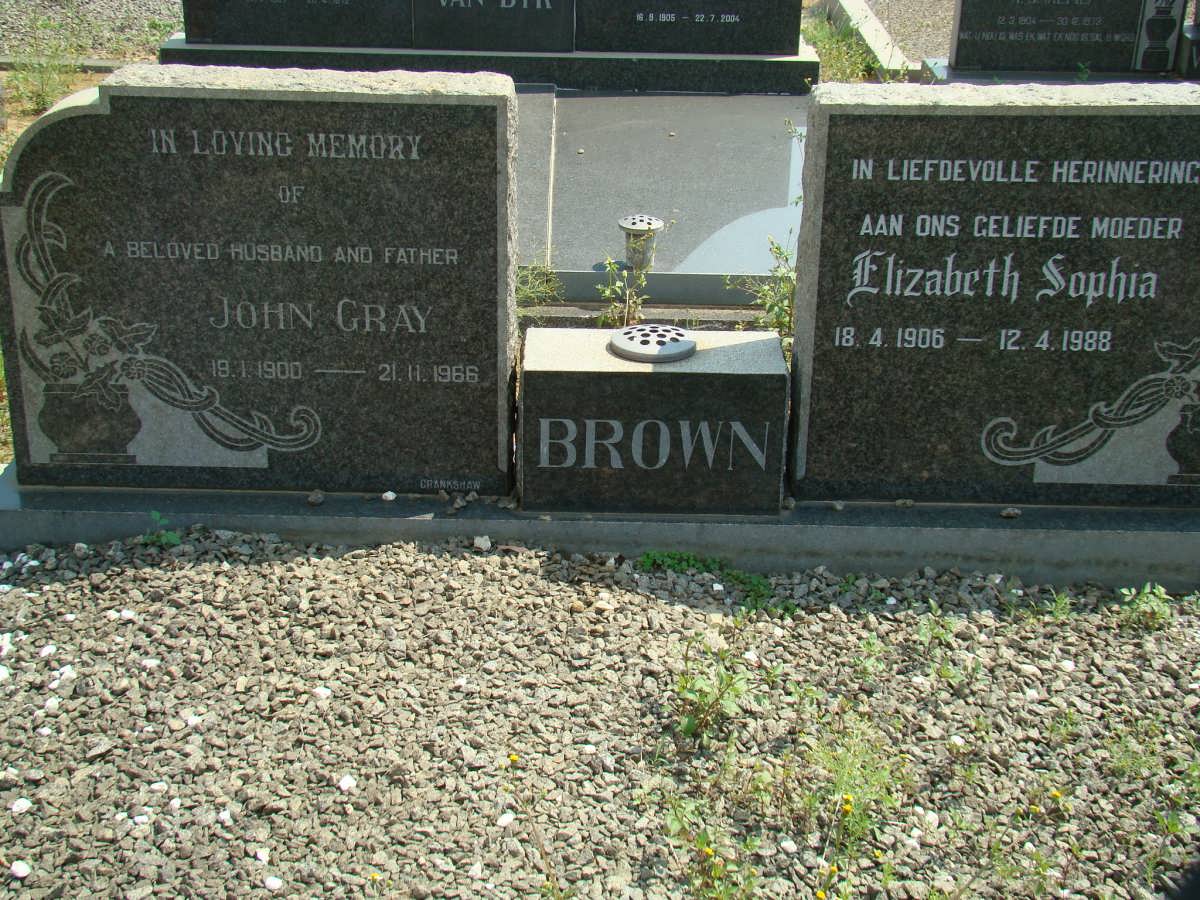 BROWN John Gray 1900-1966 &amp; Elizabeth Sophia 1906-1988