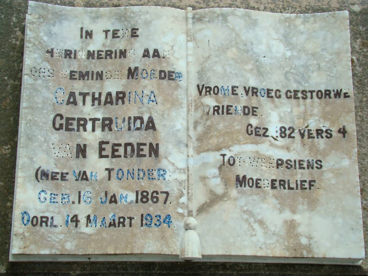 EEDEN Catharina Gertruida, van nee VAN TONDER 1867-1934