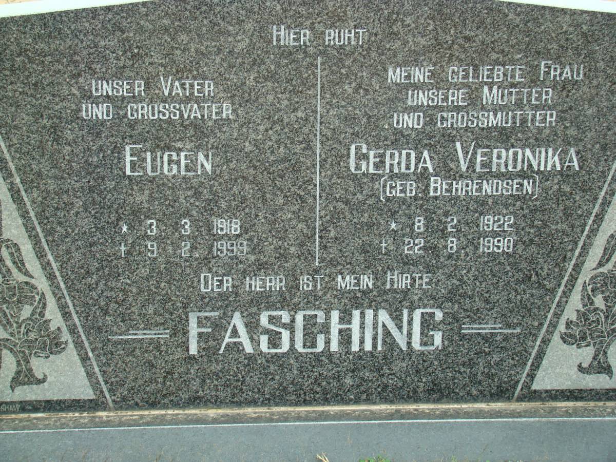 FASCHING Eugen 1918-1999 &amp; Gerda Veronika BEHRENDSEN 1922-1990