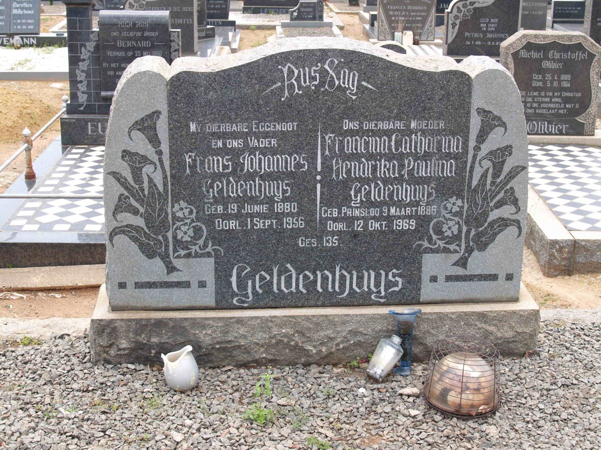 GELDENHUYS Frans Johannes 1880-1956 &amp; Francina Catharina Hendrika Paulina PRINSLOO 1886-1969