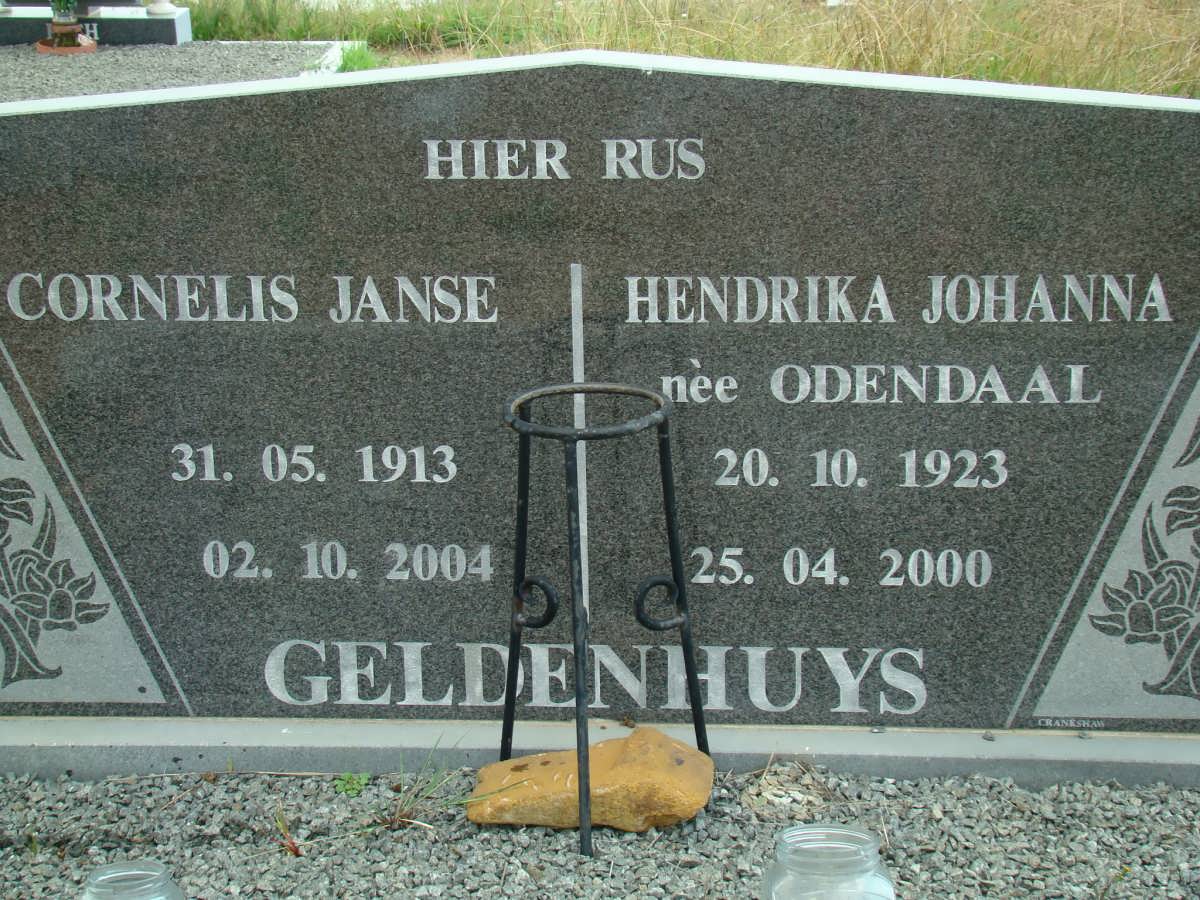 GELDENHUYS Cornelis Janse 1913-2004 &amp; Hendrika Johanna ODENDAAL 1923-2000