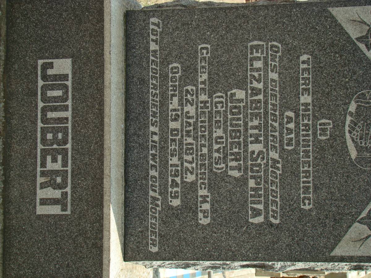 JOUBERT Elizabeth Sophia nee UYS 1872-1949